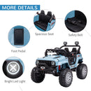 Blue 12V Ride-On Car for Kids with Remote Control, LED Lights, Music, and 3 Speed Settings