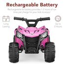 Pink 6V Kids Quad ATV 4-Wheeler Ride-On Car with Treaded Tires and 1.8MPH Speed