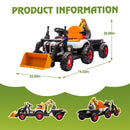 24V Electric Ride-On Tractor with 160W Motor, Excavator Attachment, Wagon, Parental Remote Control, and LED Lights