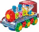Electric Transparent Gear Train Toy Flashing Lights Music 360 Rotation Battery