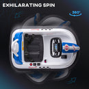 White 6V Kids Bumper Car with 360° Spin, LED Lights, Music, and Horn