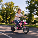 24V Electric Pink Dirt Bike for Kids with Rear Suspension