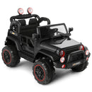 12V Battery-Powered Black Kids Ride-On Truck with Remote Control, MP3, LED Lights, USB, and Cover