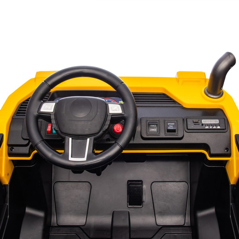 24V Electric 2-Seater Kids Ride-On 4WD Dump Truck UTV with Parental Remote and LED Lights