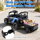 12V Electric Kids UTV with Removable Trailer, Remote Control, 3 Speed Settings, and LED Illumination