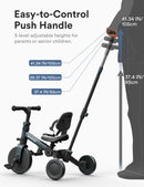 besrey KSE06 4-in-1 Tricycle for Toddlers Aged 1-3 with Push Handle, Backrest, and Safety Belt
