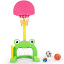 Adjustable 3-in-1 Basketball Hoop Set for Kids with Activity Center and Balls