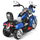 Blue 3-Wheel Chopper Motorcycle Trike for Kids with Headlight and Horn