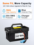 24V 10Ah Rechargeable Battery for Children's Ride-On Vehicles, Reliable Replacement Power Source