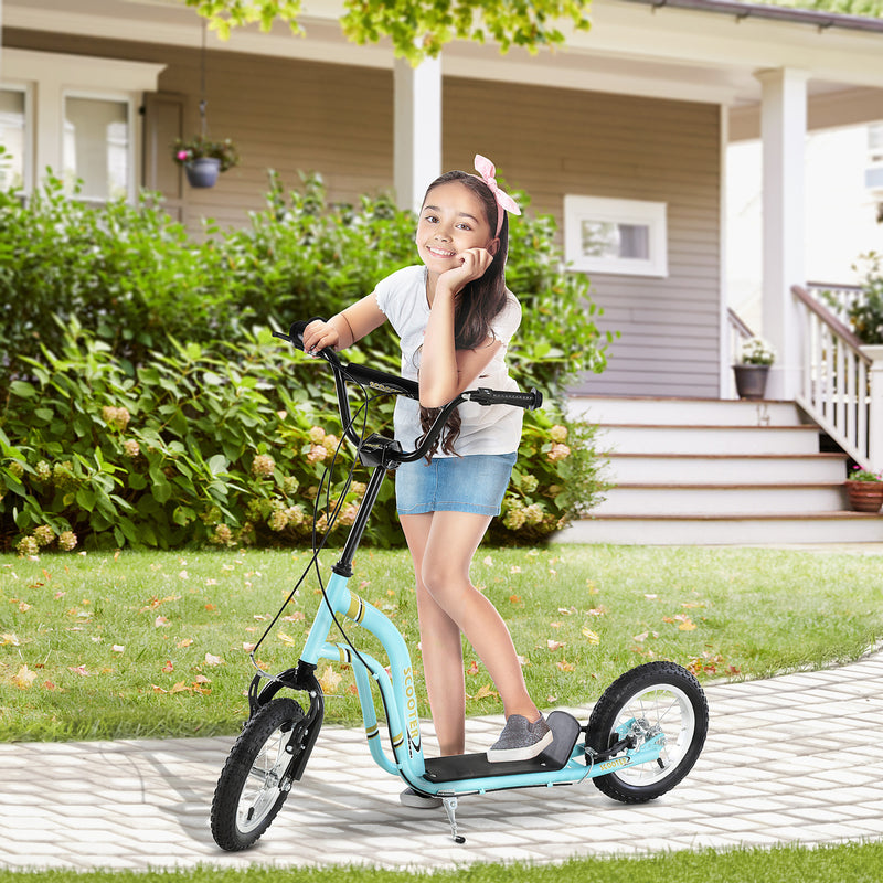 Youth Scooter with Dual Front and Rear Caliper Brakes and 12-Inch Inflatable Front Wheel