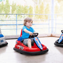 Red 6V Kids Bumper Car with 360° Spin, LED Lights, Music, and Horn
