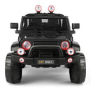 12V Battery-Powered Black Kids Ride-On Truck with Remote Control, MP3, LED Lights, USB, and Cover