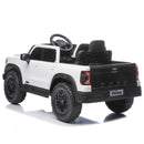 White 12V Remote-Controlled Ride-On Car with 4-Wheel Shock Absorption for Kids Aged 3-6