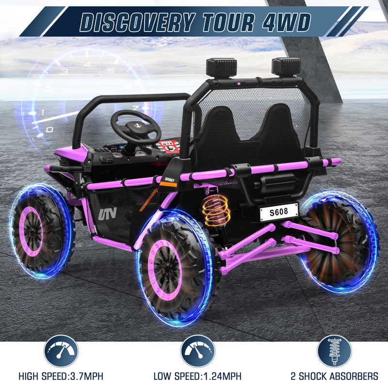 24V Electric Kids Ride-On UTV Truck with 2 Seats, 4WD and Remote Control, 4x80W Motors