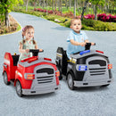 12V Red Ride-On Fire Truck for Toddlers with Shovel and Wrench
