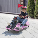 12V Pink Electric Drifting Go Kart with Soft Start, Music, and Lights