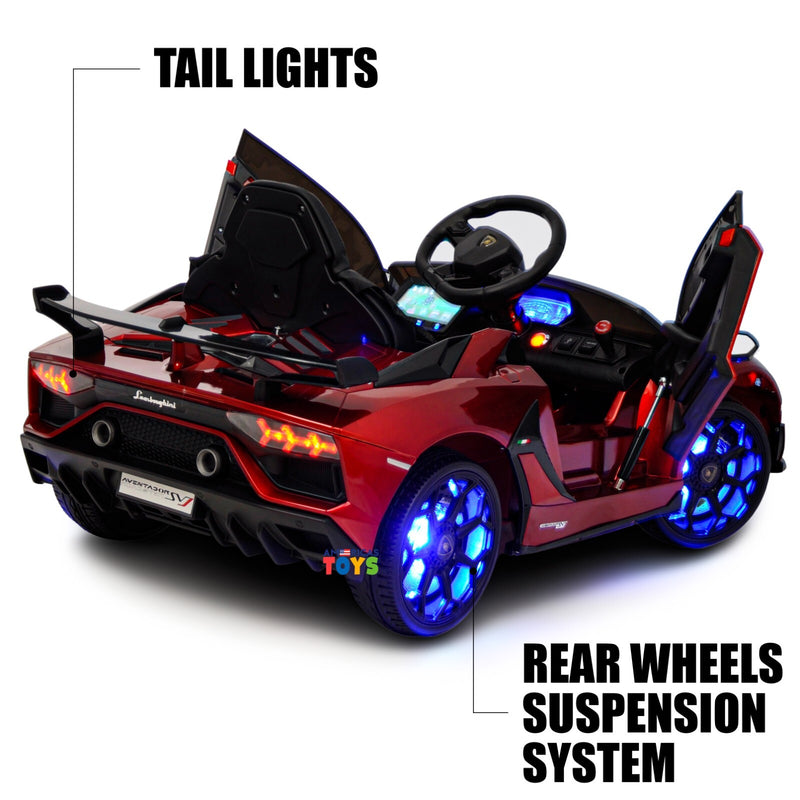 Kids Ride-On Licensed Lambo RC Car with MP4 Player and LED Wheels in Multiple Colors