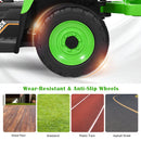 Honeyjoy 12V Green Ride-On Tractor with Trailer, Ground Loader, Remote Control, and Lights for Kids