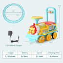 Blue 6V Electric Train for Kids with 16 Curved Tracks and 6 Stable Wheels