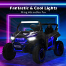 12V Electric Ride-On Truck with Triple Safety Belts and Secure Locking Doors for Kids up to 130 LBS - Black