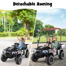 24V 7AH 4WD Black Kids Golf Cart Ride-On Car for 2 with Storage & Remote Control