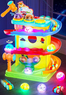 Dual-Function Glow-In-The-Dark Ball and Race Car Ramp Toy for Toddlers