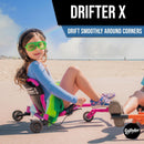 Pink Adjustable Drifter X Ride-On Toy for Children Aged 4-12, Supports Up to 154 lbs