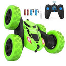 Green Double-Sided RC Stunt Car with Headlights for Kids Aged 6–12