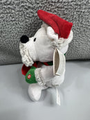 Festive Moustache Polar Bear Plush Toy Sings Holly Jolly Christmas