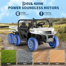 White 24V Dual-Seater Electric Dump Truck for Young Adventurers