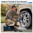 Dual Set of Car Wheel and Tire Brushes with Soft and Stiff Bristles (Black)