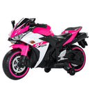 Pink Electric Ride-On Motorcycle for Girls with Training Wheels - Suitable for Ages 3 and Up