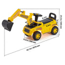 Kids' Yellow Excavator Digger Car with Music and Helmet, 55 lbs Capacity