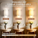 Set of Two White Wireless Battery-Powered Wall Sconces