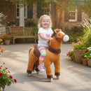 Soft Brown Plush Ride-On Pony with Wheels for Kids Ages 3-5