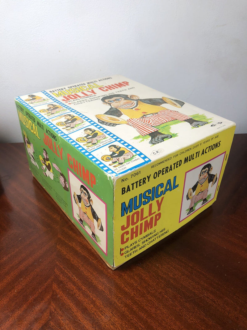 Working 1970s Musical Clapping Cymbal Monkey Toy with Original Box