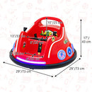 12V Remote Control Kids Bumper Car with Flashing LED Lights and Music in Red