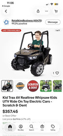 Realtree Whipsaw 6V Battery-Powered UTV Ride-On Toy with Functional LED Headlights