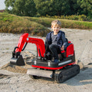 Dual Function 12V 360° Red Kids Ride-On Excavator with Remote Control
