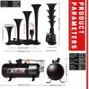 FARBIN 178dB 4-Trumpet Air Horn System with Air Tank for Trucks