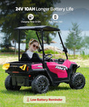 ELEMARA 24V Two-Seater Ride-On Car for Kids with Sun Shade and Dump Bed