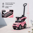 Convertible Ride-On Push Car, Official Land Rover Discovery, Pink