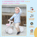 Pink No-Pedal Balance Bike for Toddlers Aged 1-3, with Adjustable Seat and Silent Wheels
