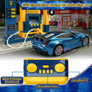 Gas Station Playset for Remote Control Cars - Spray & Dual Sounds for Kids Aged 4-12