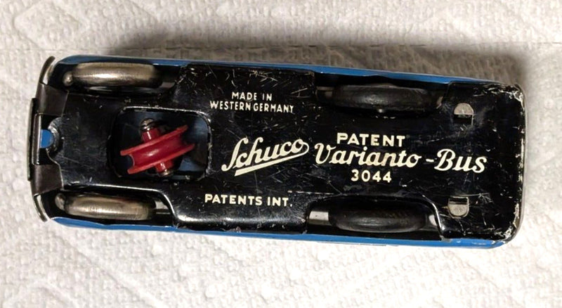 Working Schuco Varianto 3044 Blue Tin Bus Toy with Key West Germany