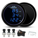 Triple Digital Air Pressure Gauge 2-1/16" 0-220 PSI for Car Suspension