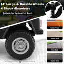 Black 12V Battery Operated Two-Seater Ride-On Car with 3-Point Seat Belts and Doors