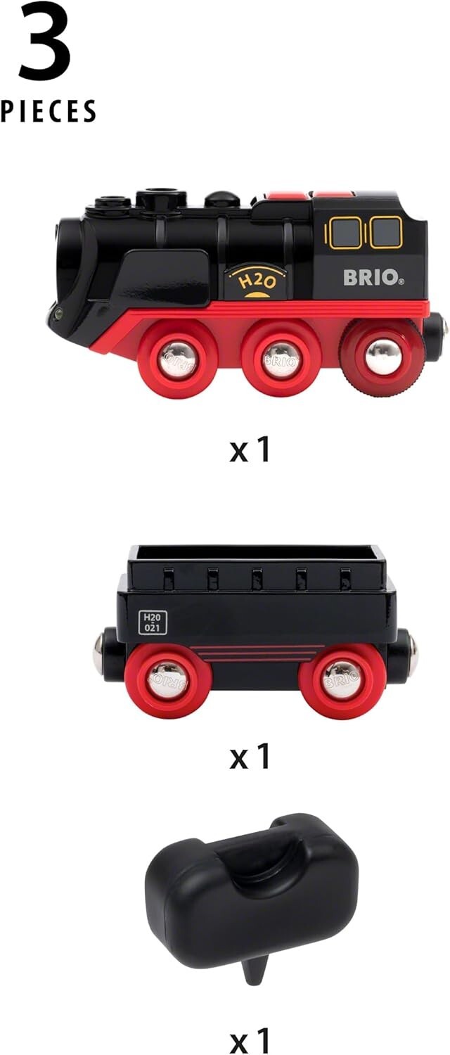 3-Piece Steaming Train Set with Lights and Forward/Reverse Motion for Kids