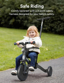 besrey KSE06 4-in-1 Tricycle for Toddlers Aged 1-3 with Push Handle, Backrest, and Safety Belt