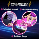 Pink 12V Light-Up Bumper Car for Kids - Indoor and Outdoor Fun